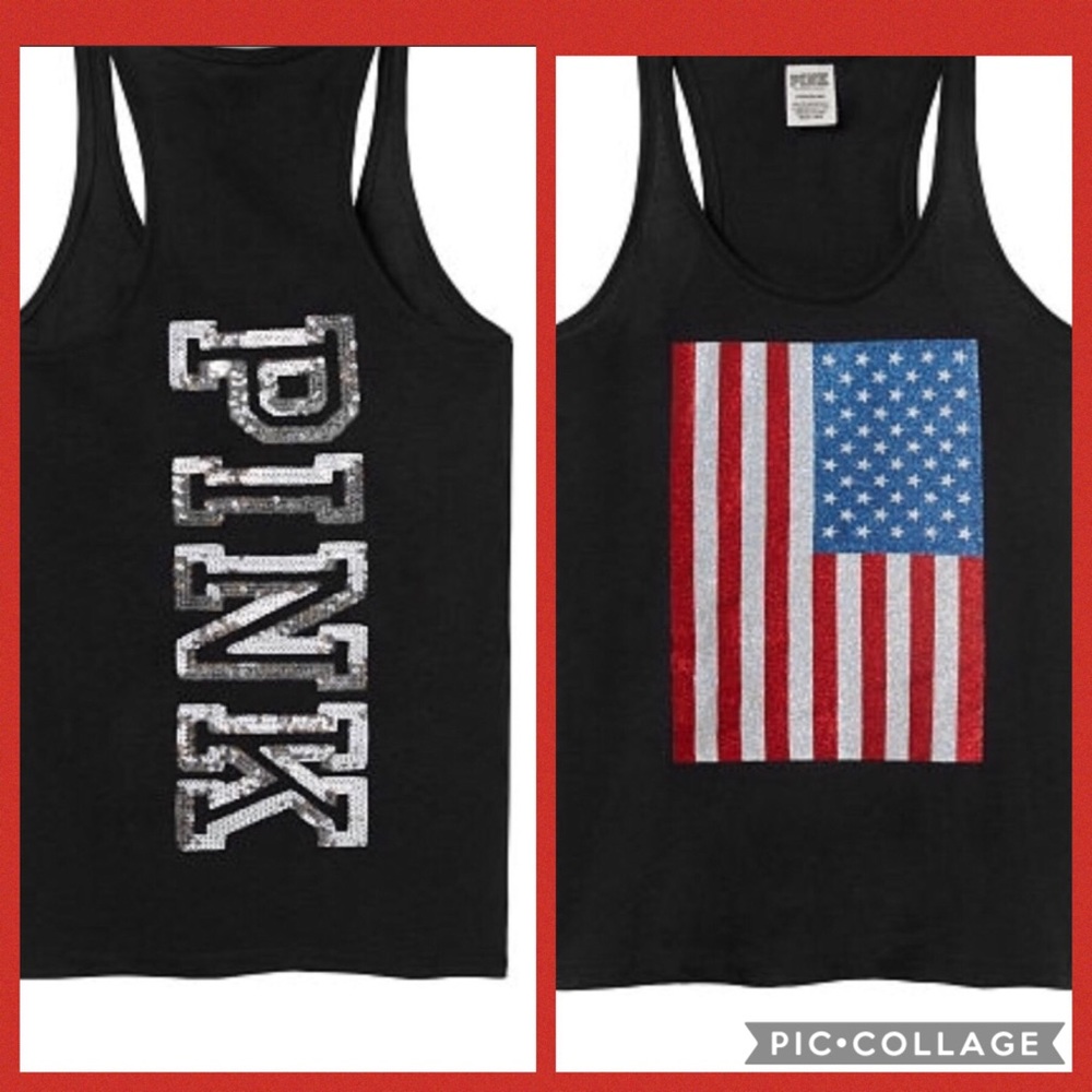 VS PINK SEQUIN BLING AMERICANA  RACERBACK TANK